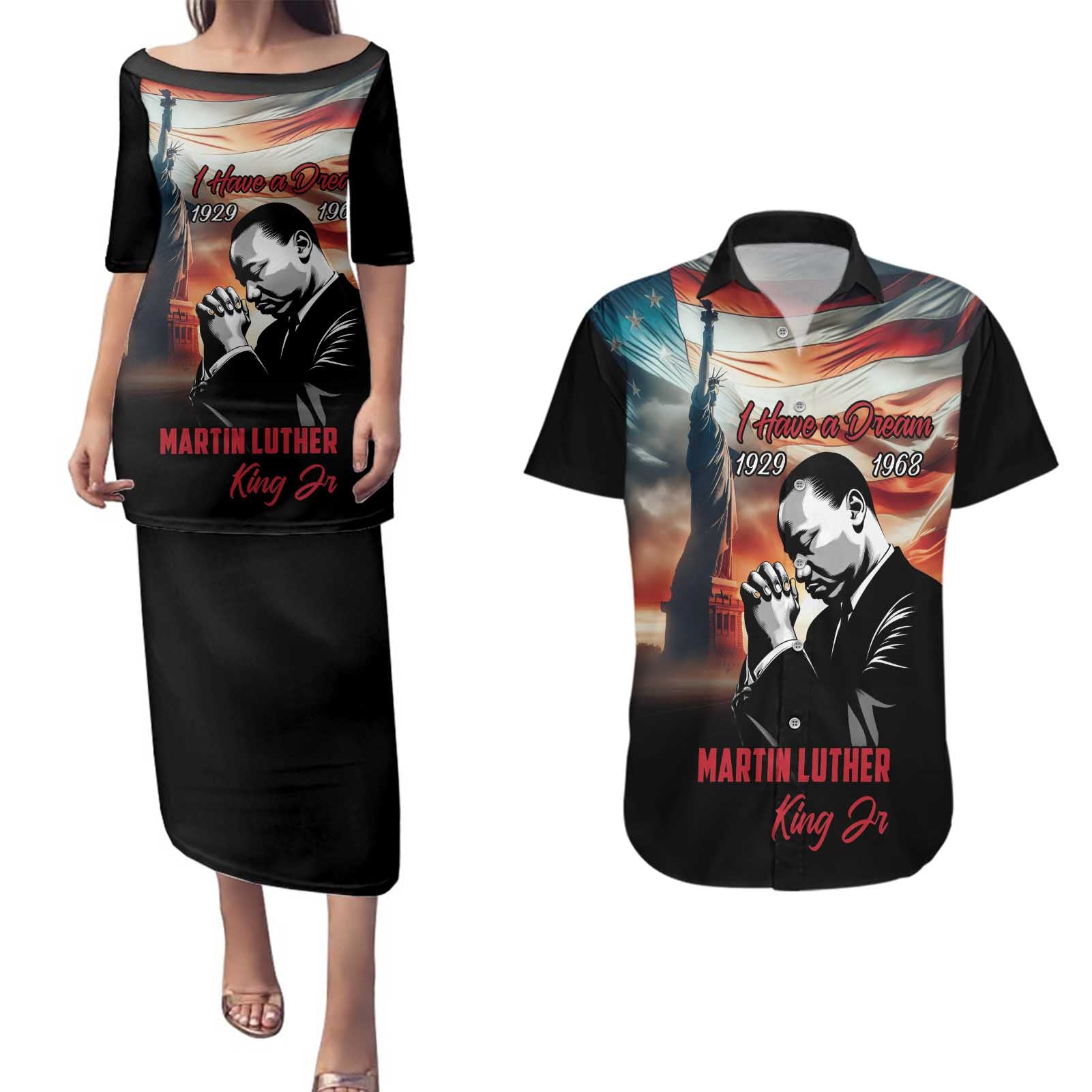 I Have a Dream MLK Day Couples Matching Puletasi and Hawaiian Shirt The Time Is Always Right To Do What Is Right - Wonder Print Shop