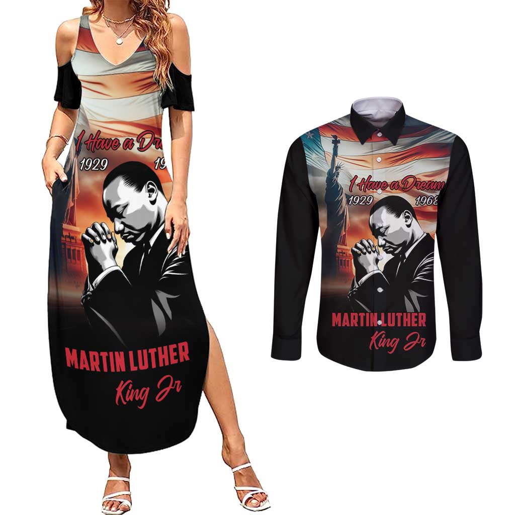 I Have a Dream MLK Day Couples Matching Summer Maxi Dress and Long Sleeve Button Shirt The Time Is Always Right To Do What Is Right - Wonder Print Shop