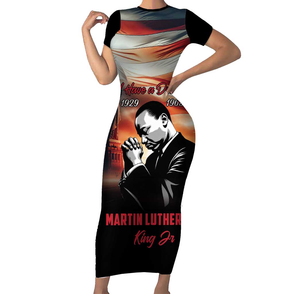 I Have a Dream MLK Day Short Sleeve Bodycon Dress The Time Is Always Right To Do What Is Right - Wonder Print Shop