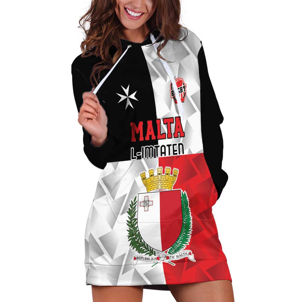 Custom Malta Rugby Hoodie Dress L-imtaten Go Champions - Wonder Print Shop