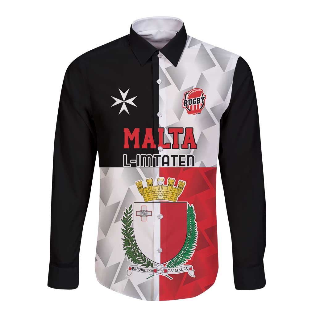 Custom Malta Rugby Long Sleeve Button Shirt L-imtaten Go Champions - Wonder Print Shop