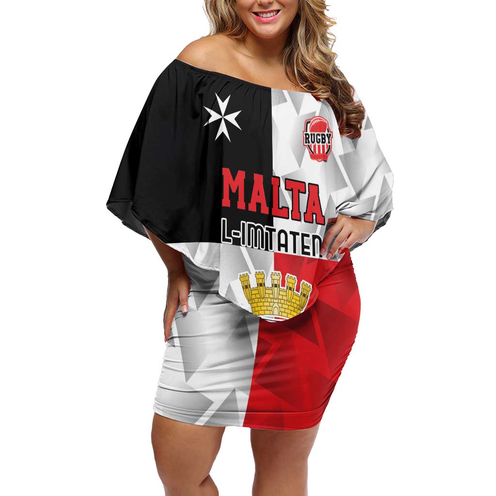 Custom Malta Rugby Off Shoulder Short Dress L-imtaten Go Champions - Wonder Print Shop