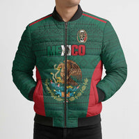 Custom Mexico Football Bomber Puffer Jacket Aztec Eagle Spirit - Wonder Print Shop