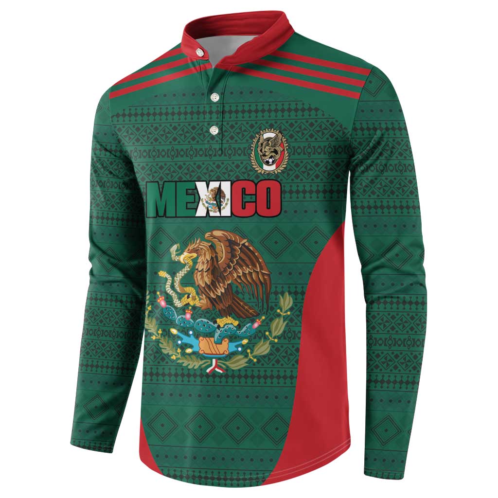 Custom Mexico Football Button Sweatshirt Aztec Eagle Spirit - Wonder Print Shop
