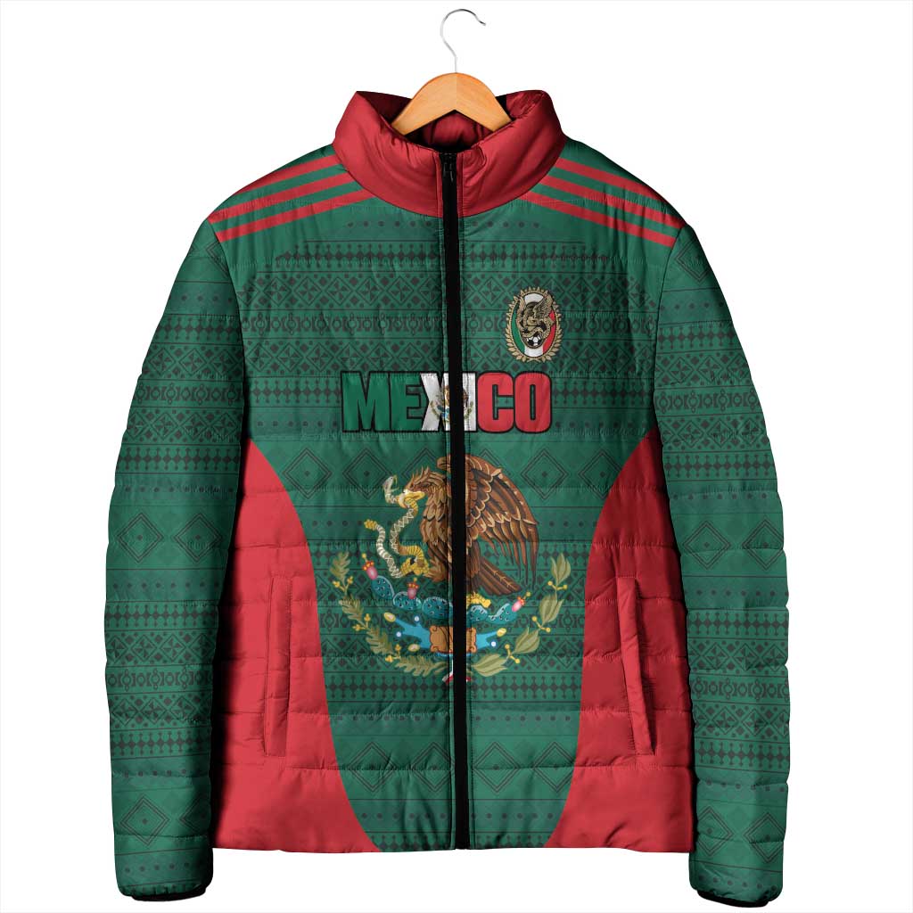 Custom Mexico Football Padded Jacket Aztec Eagle Spirit - Wonder Print Shop