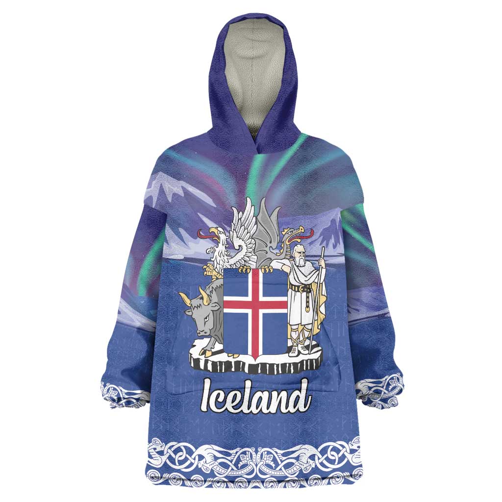 Iceland Wearable Blanket Hoodie Icelandic Landscape Northern Lights