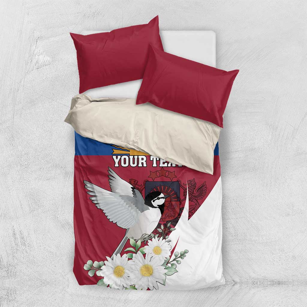 Personalized Latvia Bedding Set White Wagtail Dievs Sveti Latviju