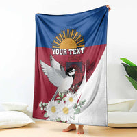 Personalized Latvia Blanket White Wagtail Dievs Sveti Latviju