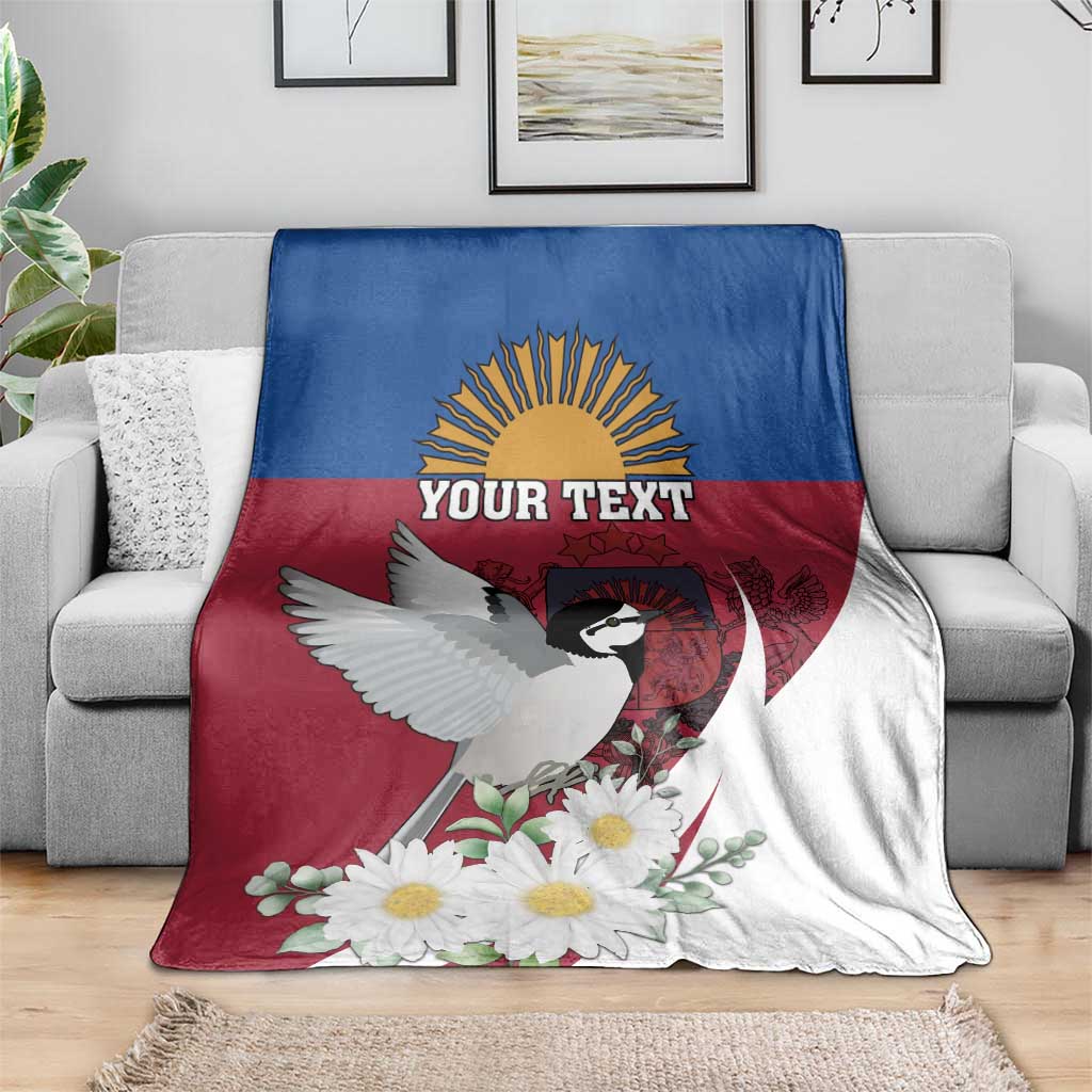 Personalized Latvia Blanket White Wagtail Dievs Sveti Latviju