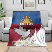 Personalized Latvia Blanket White Wagtail Dievs Sveti Latviju