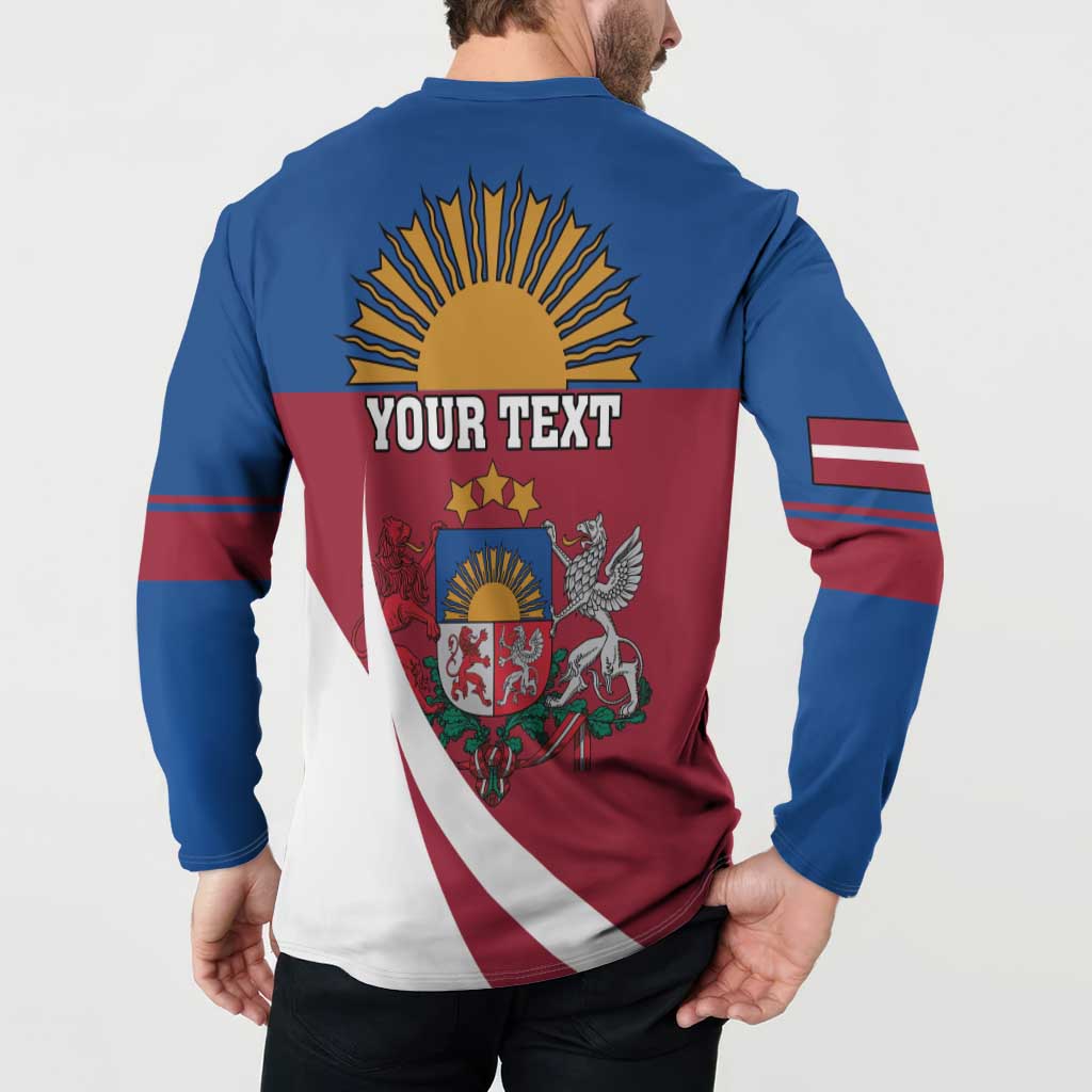 Personalized Latvia Button Sweatshirt White Wagtail Dievs Sveti Latviju