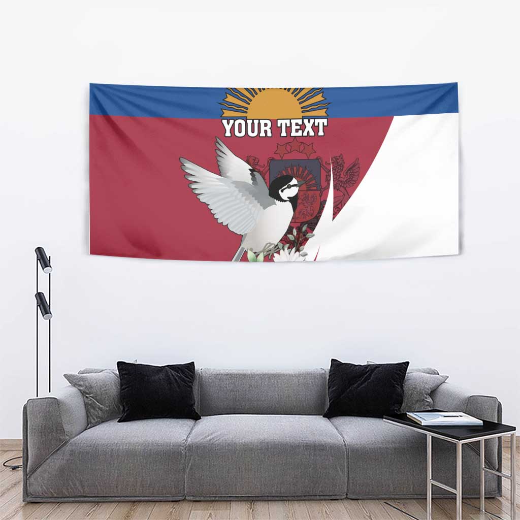 Personalized Latvia Tapestry White Wagtail Dievs Sveti Latviju