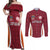 Custom Latvia Football Couples Matching Off Shoulder Maxi Dress and Long Sleeve Button Shirt Latvijas Futbola Izlase