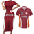 Custom Latvia Football Couples Matching Short Sleeve Bodycon Dress and Hawaiian Shirt Latvijas Futbola Izlase