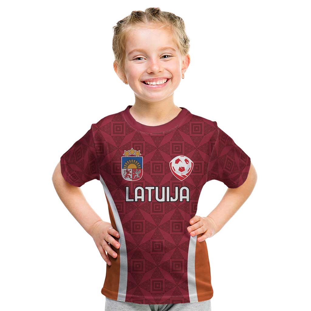 Custom Latvia Football Kid T Shirt Latvijas Futbola Izlase