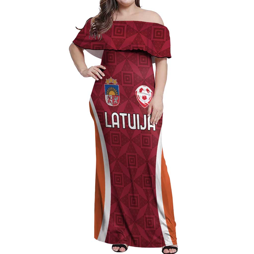 Custom Latvia Football Off Shoulder Maxi Dress Latvijas Futbola Izlase