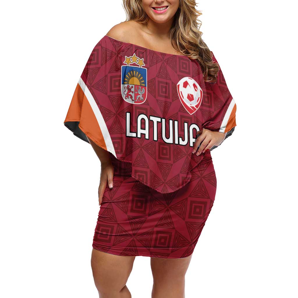 Custom Latvia Football Off Shoulder Short Dress Latvijas Futbola Izlase