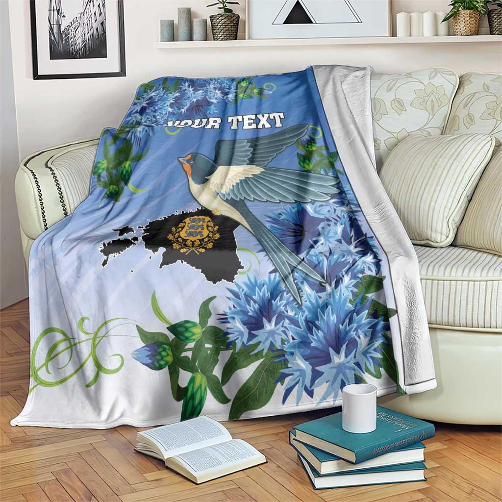 Personalized Estonia Blanket Barn Swallow Cornflower Flower