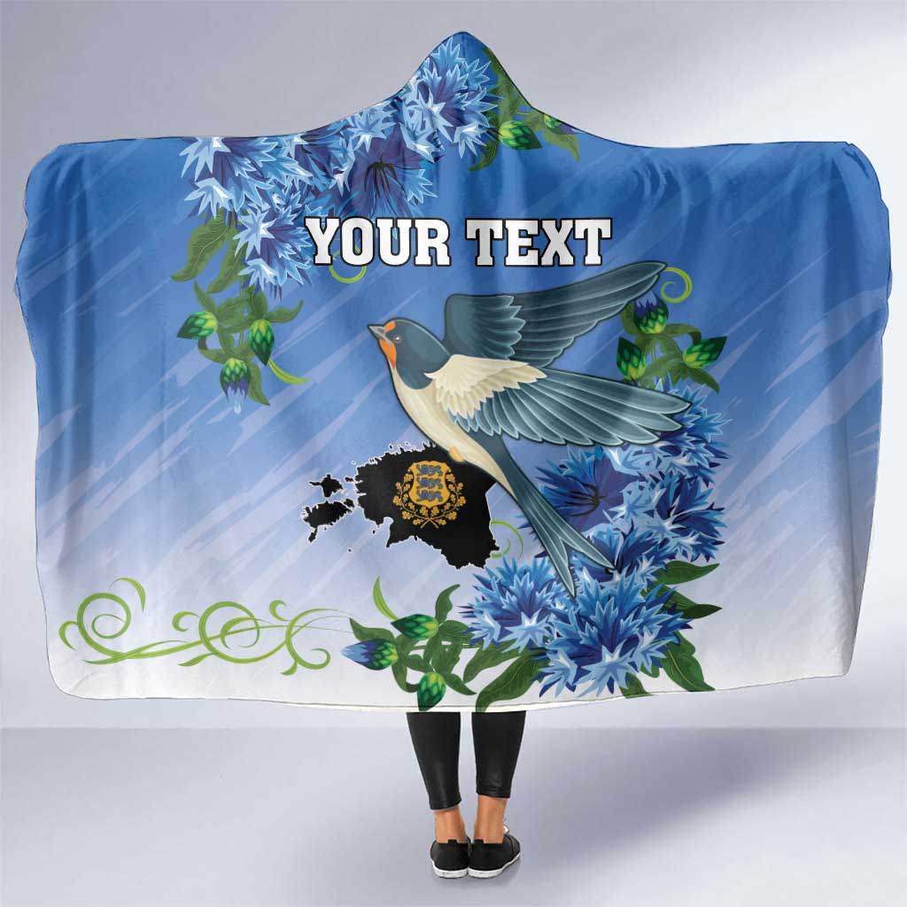 Personalized Estonia Hooded Blanket Barn Swallow Cornflower Flower