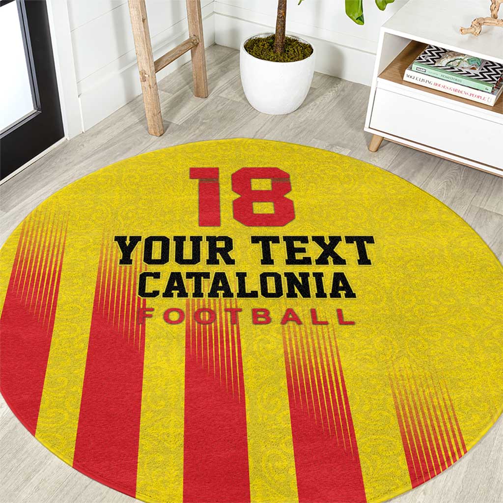 Custom Catalonia Football Round Carpet Seleccio de futbol de Catalunya