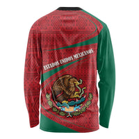 Unisex long-sleeve shirt with back Mexico coat-of-arms folk graphic, green side panels