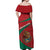 Mexico Coat Of Arms Off Shoulder Maxi Dress With Folk Pattern