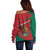 Mexico Coat Of Arms Off Shoulder Sweater With Folk Pattern - Wonder Print Shop