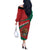 Mexico Coat Of Arms Off The Shoulder Long Sleeve Dress With Folk Pattern