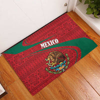 Red and green Mexico rubber doormat showing MEXICO text and detailed coat of arms