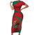 Mexico Coat Of Arms Short Sleeve Bodycon Dress With Folk Pattern