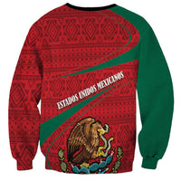 Unisex sweatshirt in red and green with Mexico coat of arms folk graphic