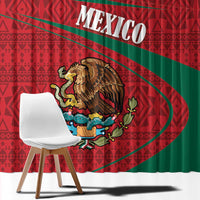 Red and green folk curtain panel with “MEXICO” text and coat of arms crest