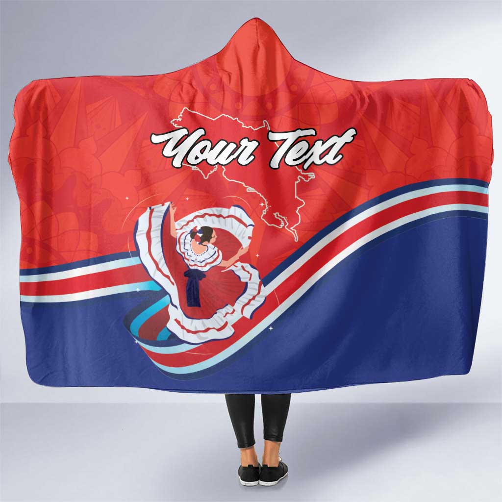 Personalized Costa Rica Independence Day Since 1821 Hooded Blanket Folk Dancer with Folk Art Pattern