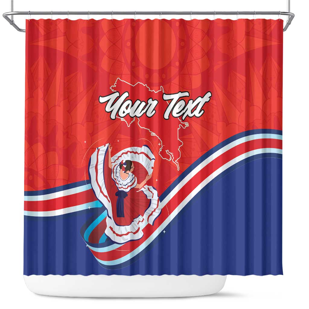 Personalized Costa Rica Independence Day Since 1821 Shower Curtain Folk Dancer with Folk Art Pattern