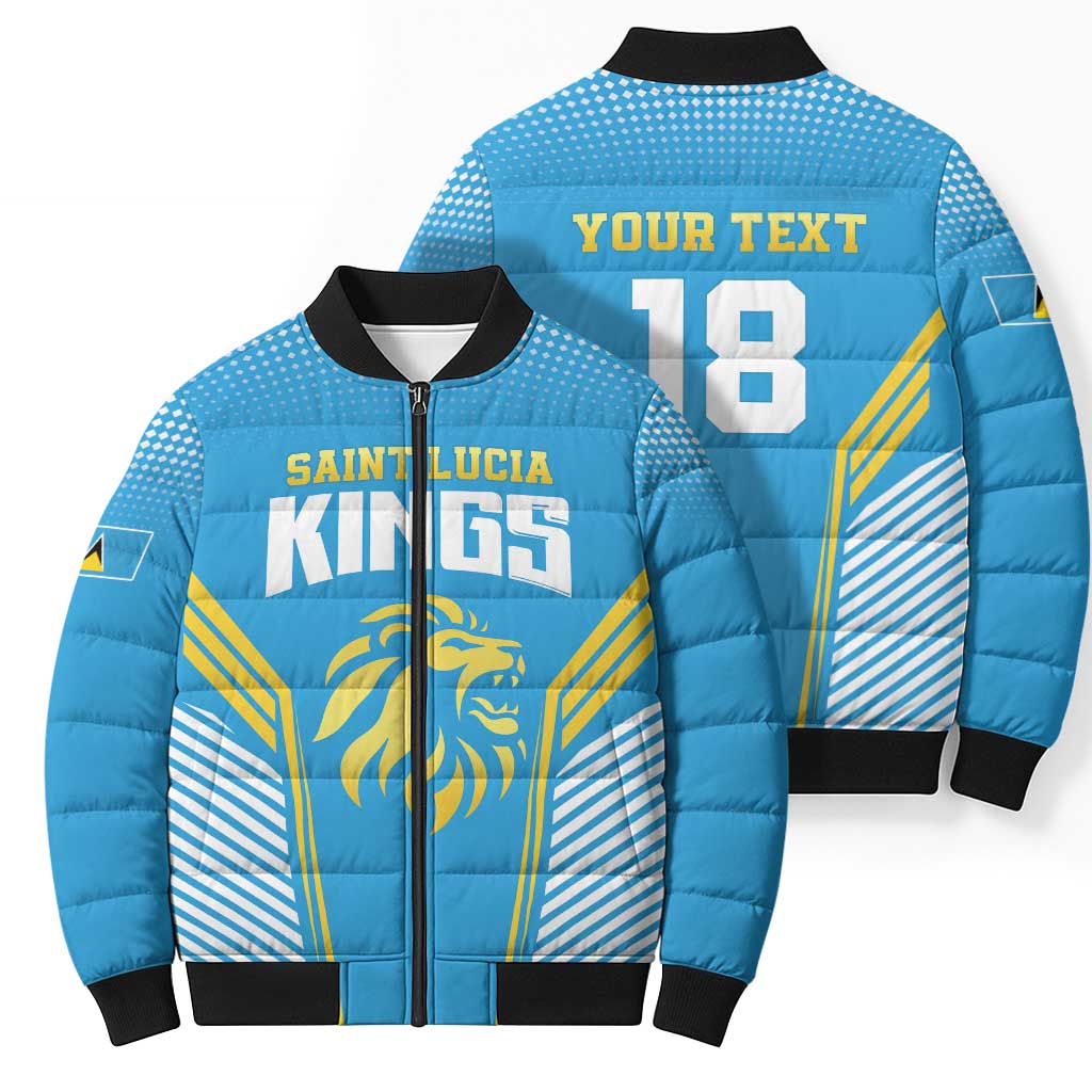Custom Saint Lucia Kings Cricket Bomber Puffer Jacket Beinspired Go Champion - Wonder Print Shop