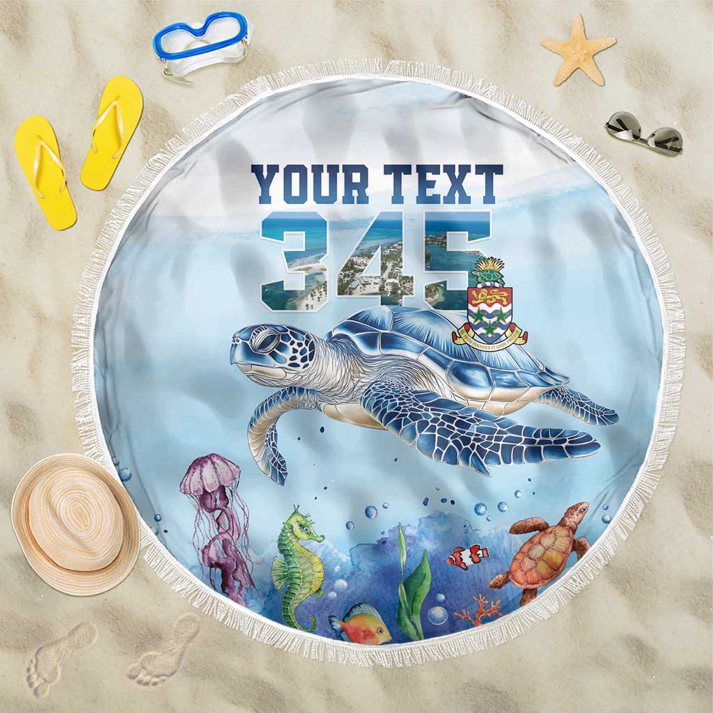 Personalized Cayman Islands 345 Beach Blanket Watercolor Turtle - Wonder Print Shop