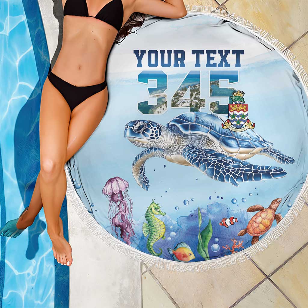 Personalized Cayman Islands 345 Beach Blanket Watercolor Turtle - Wonder Print Shop