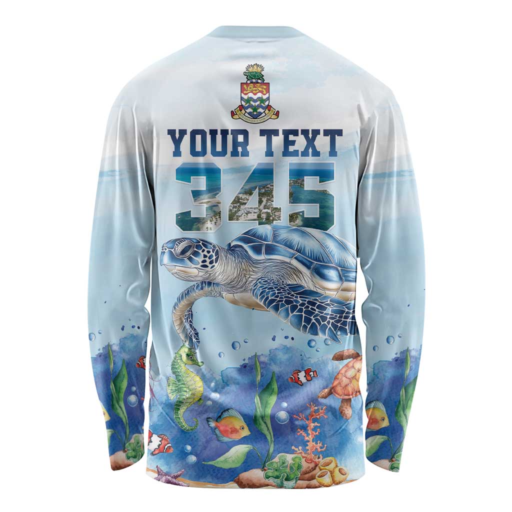 Personalized Cayman Islands 345 Long Sleeve Shirt Watercolor Turtle - Wonder Print Shop