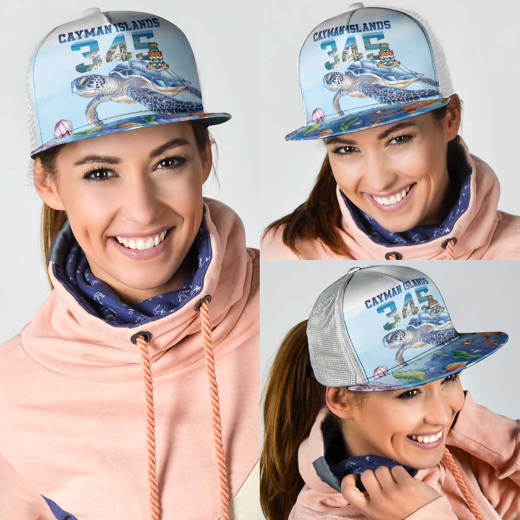 Cayman Islands 345 Mesh Trucker Cap Watercolor Turtle - Wonder Print Shop