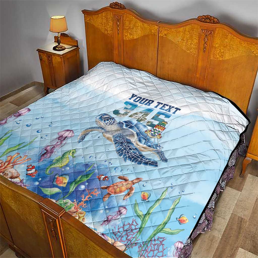 Personalized Cayman Islands 345 Quilt Watercolor Turtle - Wonder Print Shop