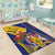 Barbados Coat Of Arms Area Rug With Dwarf Poinciana Flowers - Wonder Print Shop