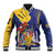 Barbados Coat Of Arms Baseball Jacket With Dwarf Poinciana Flowers - Wonder Print Shop