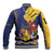 Barbados Coat Of Arms Baseball Jacket With Dwarf Poinciana Flowers - Wonder Print Shop