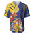 Barbados Coat Of Arms Baseball Jersey With Dwarf Poinciana Flowers - Wonder Print Shop