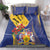 Barbados Coat Of Arms Bedding Set With Dwarf Poinciana Flowers - Wonder Print Shop