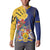 Barbados Coat Of Arms Button Sweatshirt With Dwarf Poinciana Flowers - Wonder Print Shop