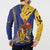 Barbados Coat Of Arms Button Sweatshirt With Dwarf Poinciana Flowers - Wonder Print Shop