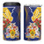 Barbados Coat Of Arms 4 in 1 Can Cooler Tumbler With Dwarf Poinciana Flowers - Wonder Print Shop