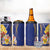 Barbados Coat Of Arms 4 in 1 Can Cooler Tumbler With Dwarf Poinciana Flowers - Wonder Print Shop