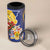 Barbados Coat Of Arms 4 in 1 Can Cooler Tumbler With Dwarf Poinciana Flowers - Wonder Print Shop